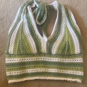 Holister Crochet Green Halter Top